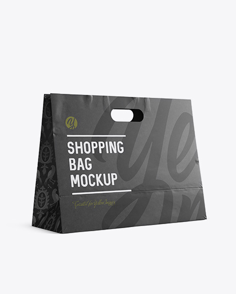 Paper Shopping Bag Mockup - Halfside View (Eye-Level Shot)