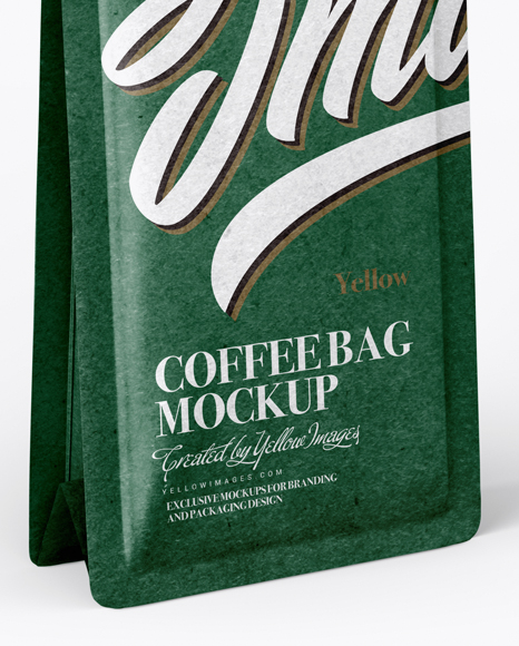 Matte Kraft Coffee Bag With Label Mockup - Half Side View