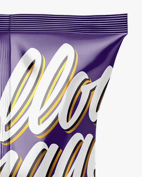 Glossy Snack Package Mockup - Back View Glossy Snack Package Mockup - Back View