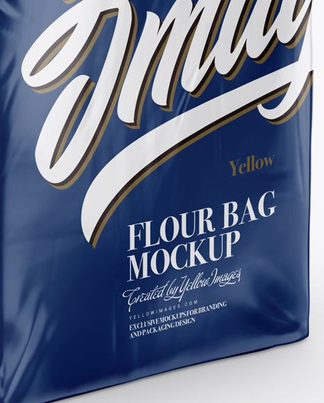 Glossy Flour Bag Mockup - Half Side View