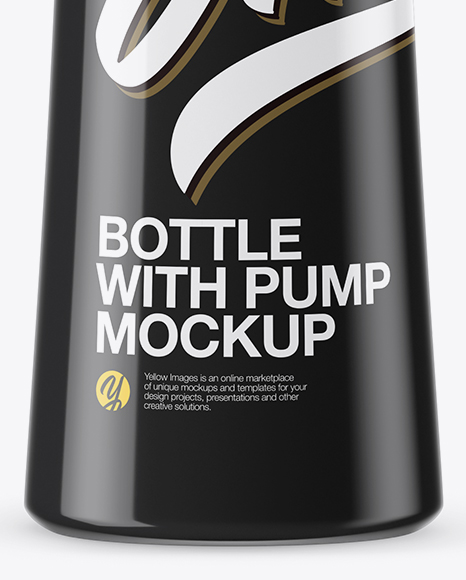 Glossy Bottle With Pump Mockup