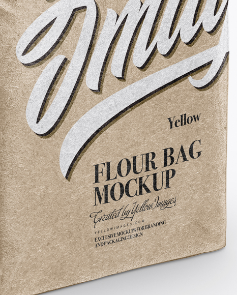 Glossy Kraft Paper Flour Bag Mockup - Half Side View