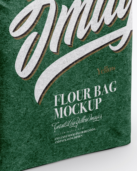 Kraft Paper Flour Bag Mockup - Half Side View