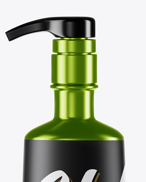 Metallic Bottle With Pump Mockup