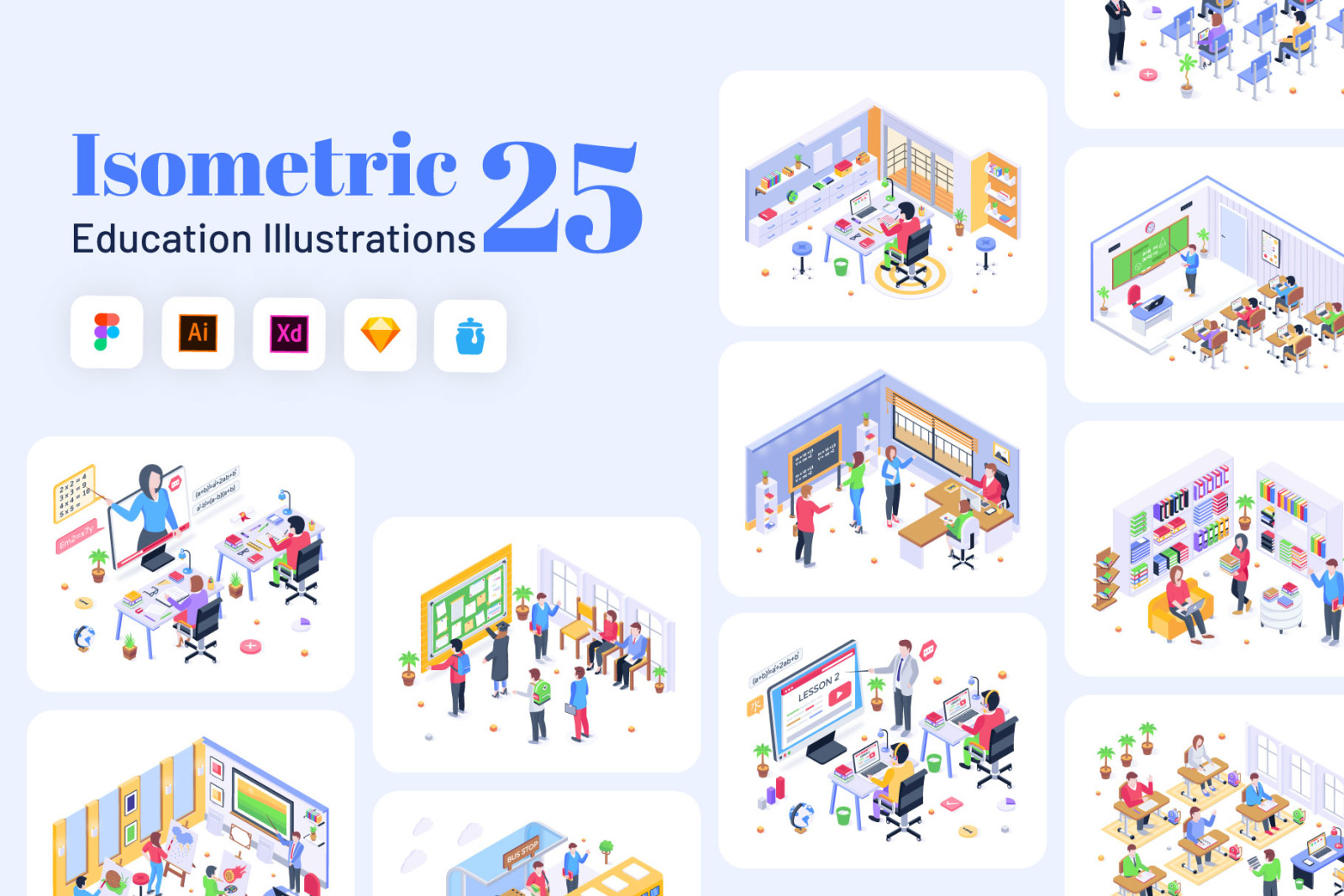 Isometric Education Illustrations Isometric Education Illustrations