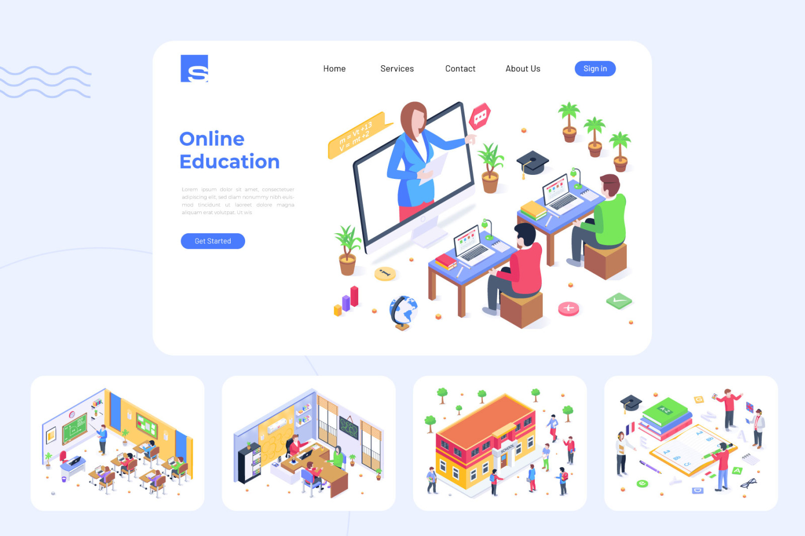 Isometric Education Illustrations Isometric Education Illustrations