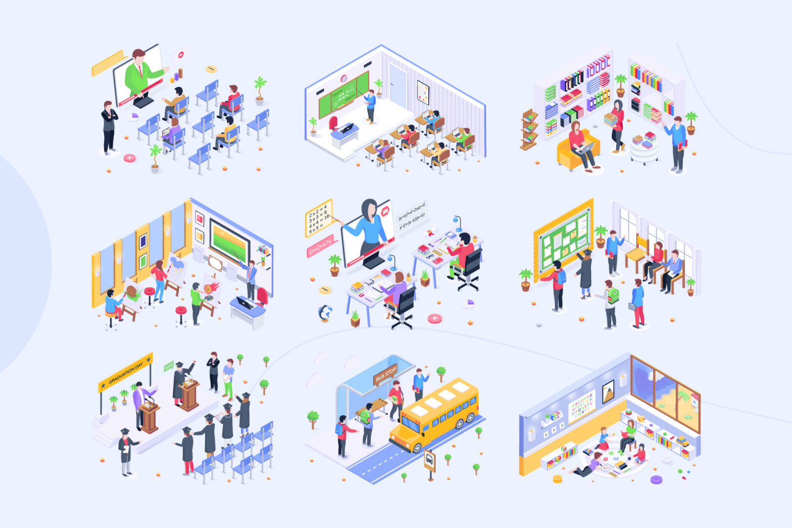 Isometric Education Illustrations Isometric Education Illustrations