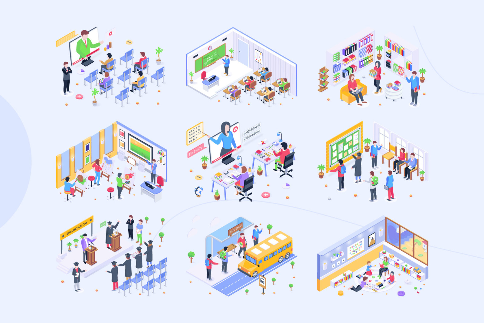 Isometric Education Illustrations