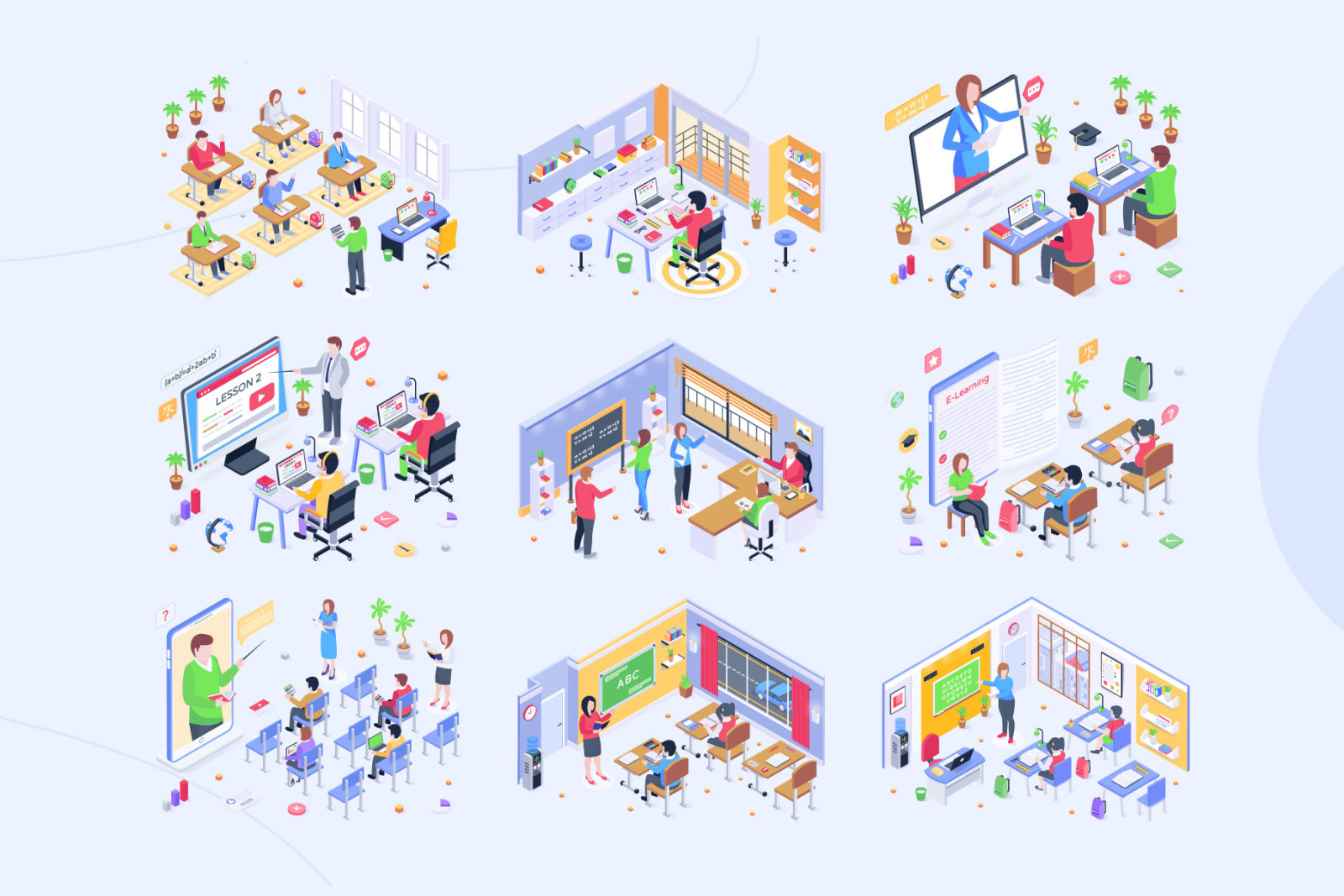 Isometric Education Illustrations