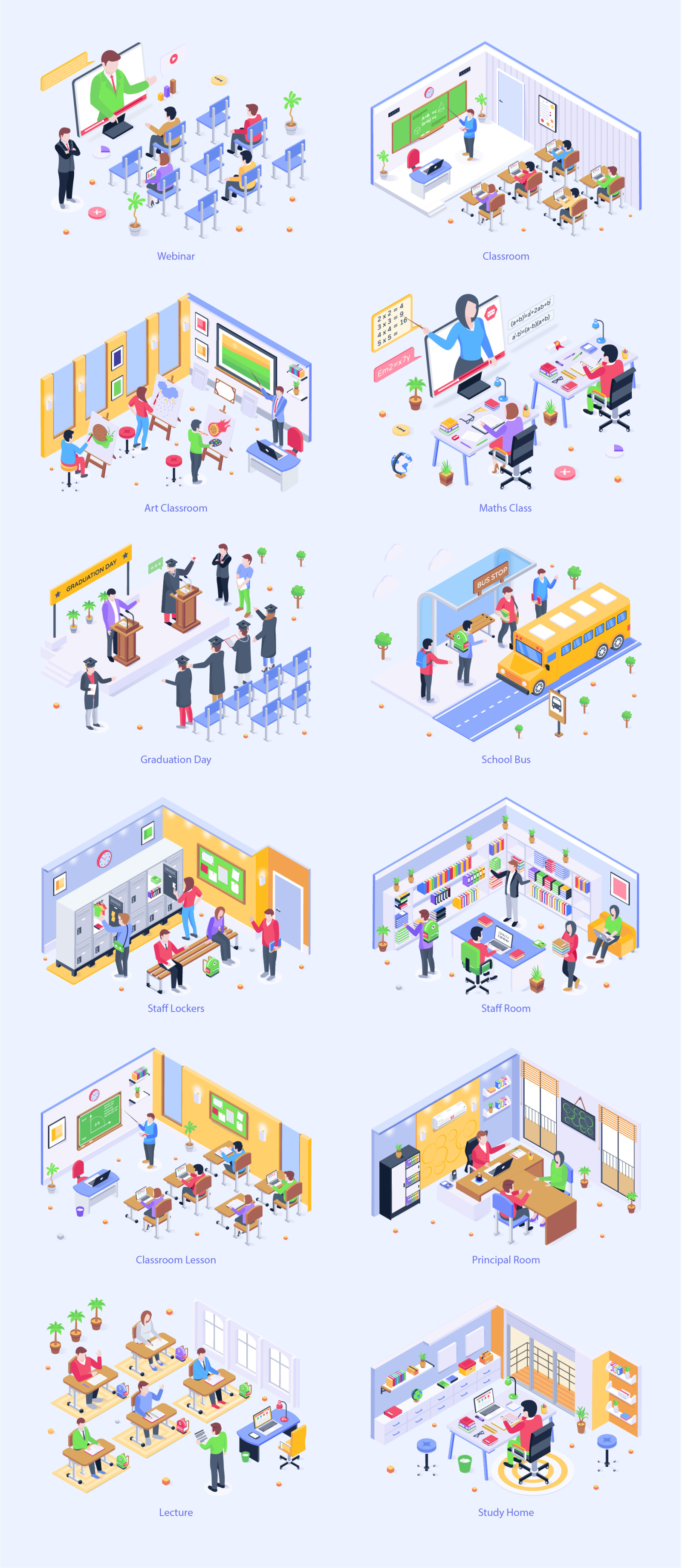 Isometric Education Illustrations