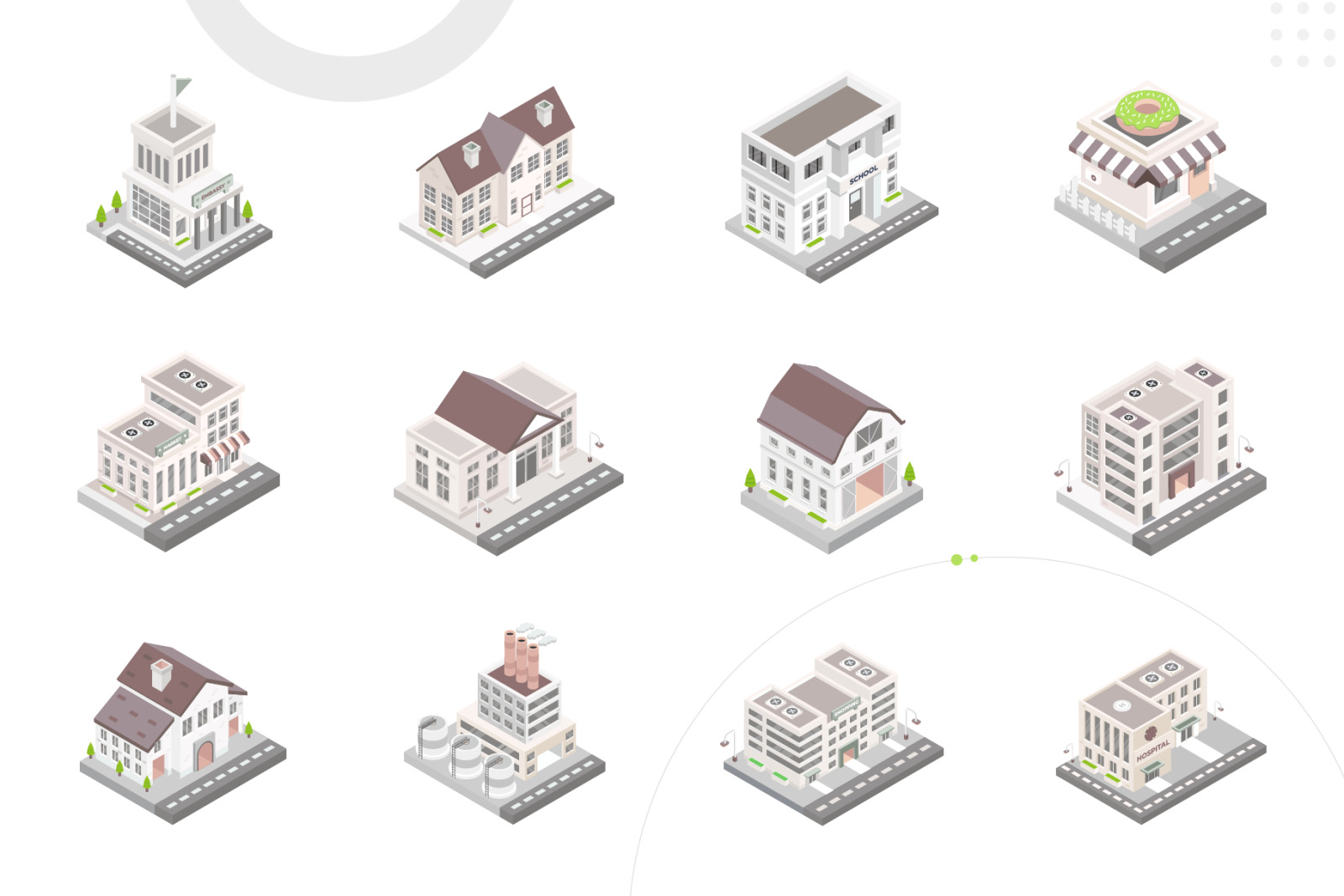 Isometric City Building Illustration Set on Yellow Images Creative ...