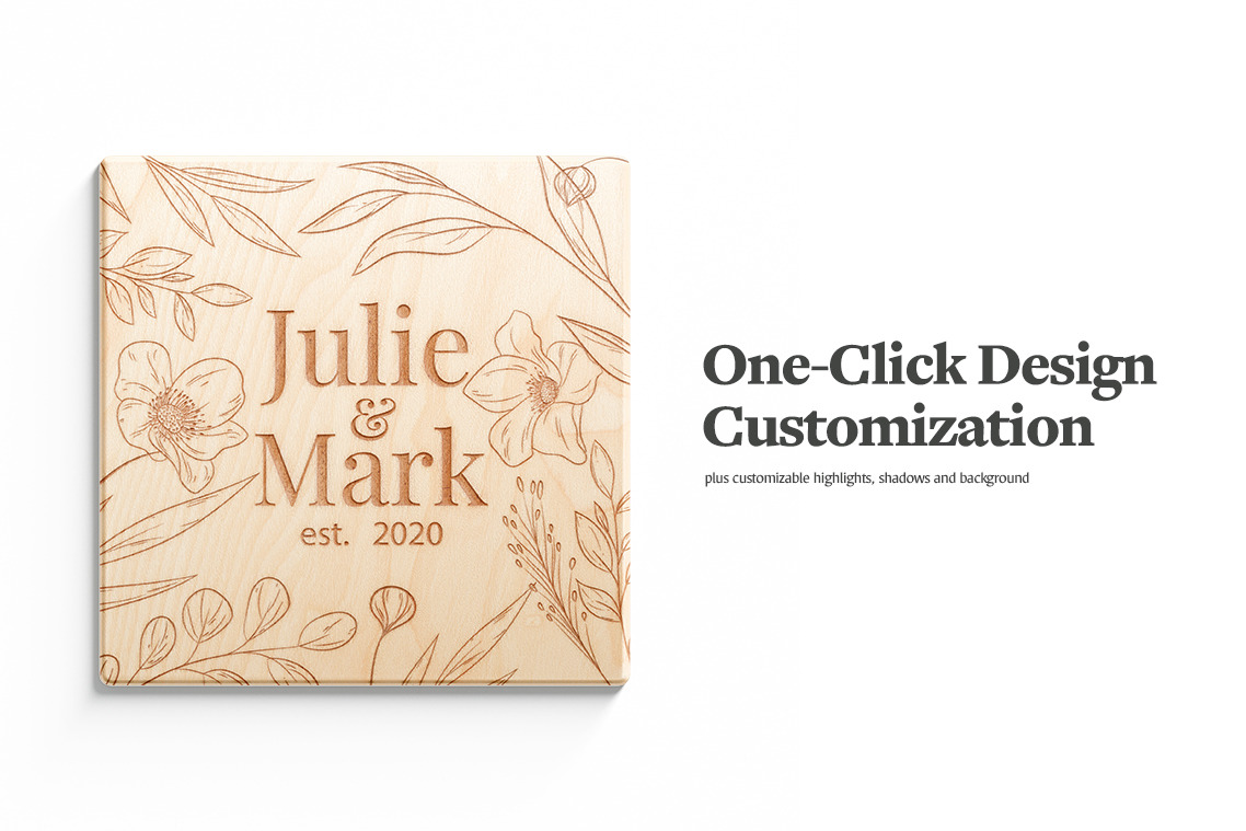Engraved Wooden Board Mockups Engraved Wooden Board Mockups