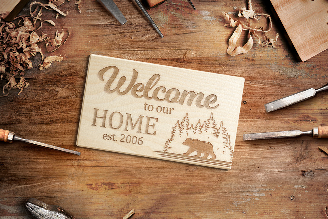 Engraved Wooden Board Mockups Engraved Wooden Board Mockups