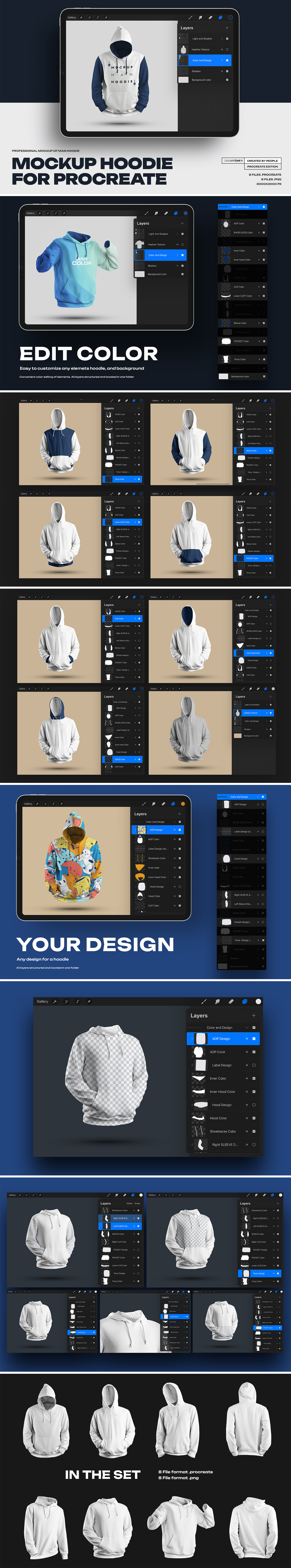 8 Mockups Man Hoodie for Procreate 8 Mockups Man Hoodie for Procreate