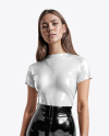 Woman Wearing a Latex T-Shirt & Pants Mockup