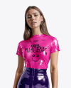 Woman Wearing a Latex T-Shirt & Pants Mockup