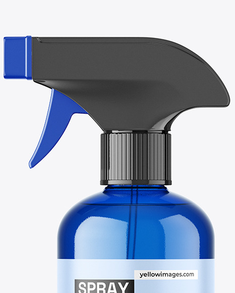 Blue Trigger Spray Bottle Mockup