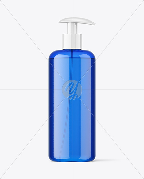 Blue Plastic Pump Bottle Mockup