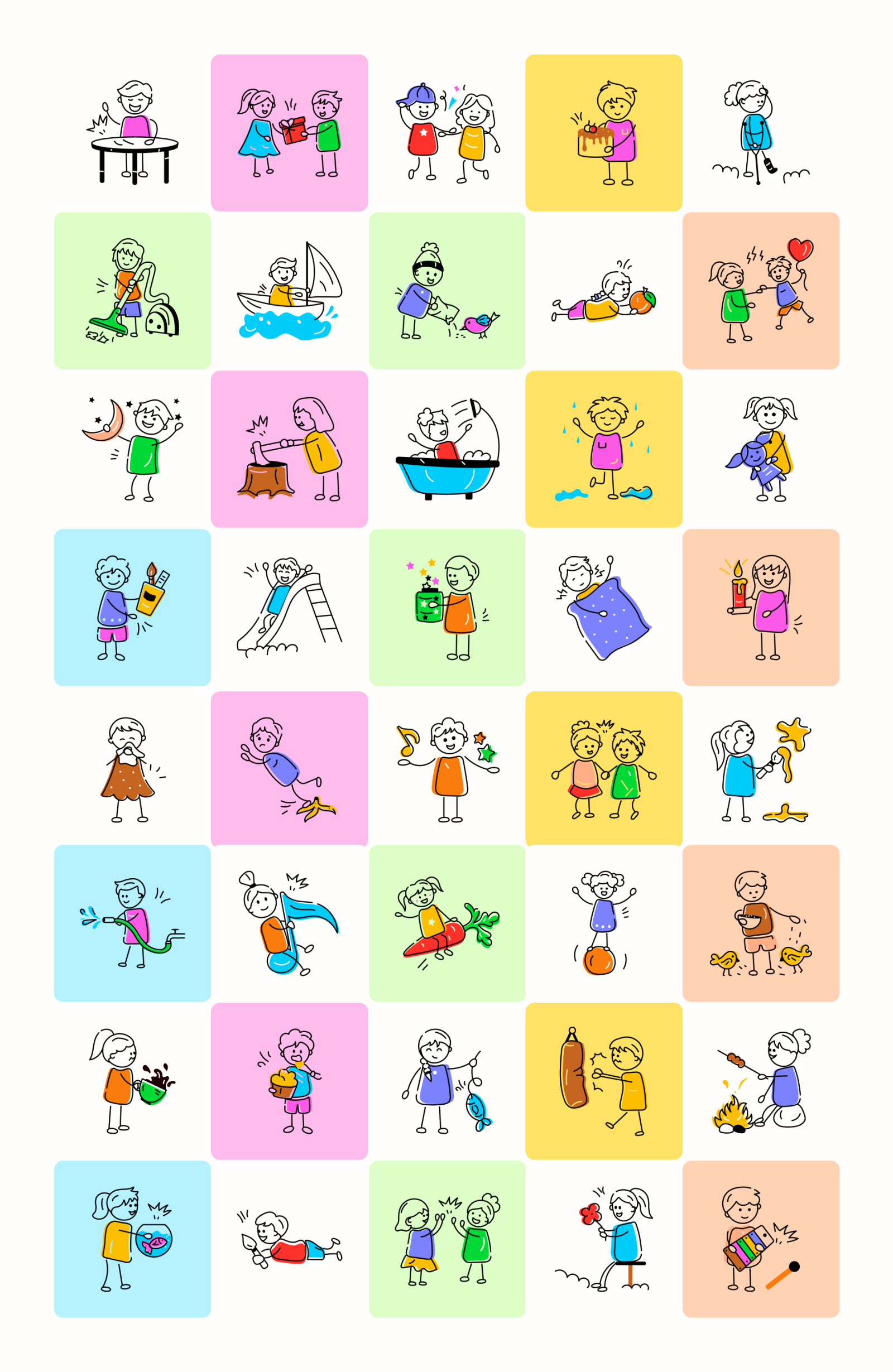 Animated Kids Doodle Icons