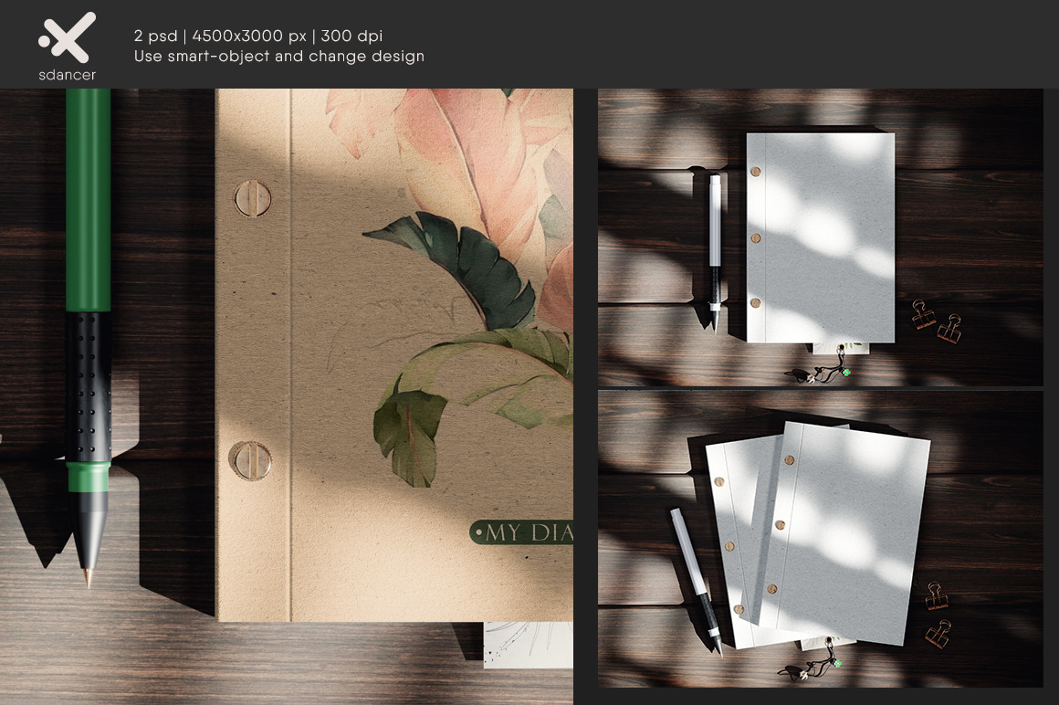 Kraft Screw Binding Notebook Mockup Kraft Screw Binding Notebook Mockup