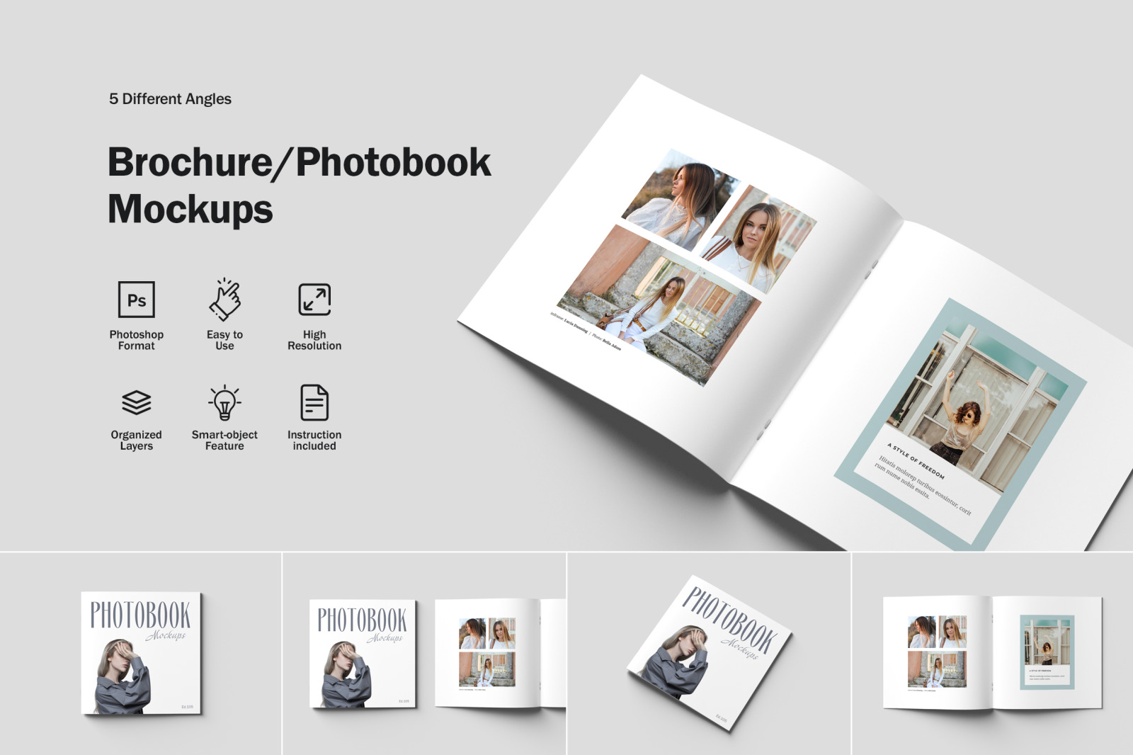 Square Brochure and Photobook Mockups Square Brochure and Photobook Mockups