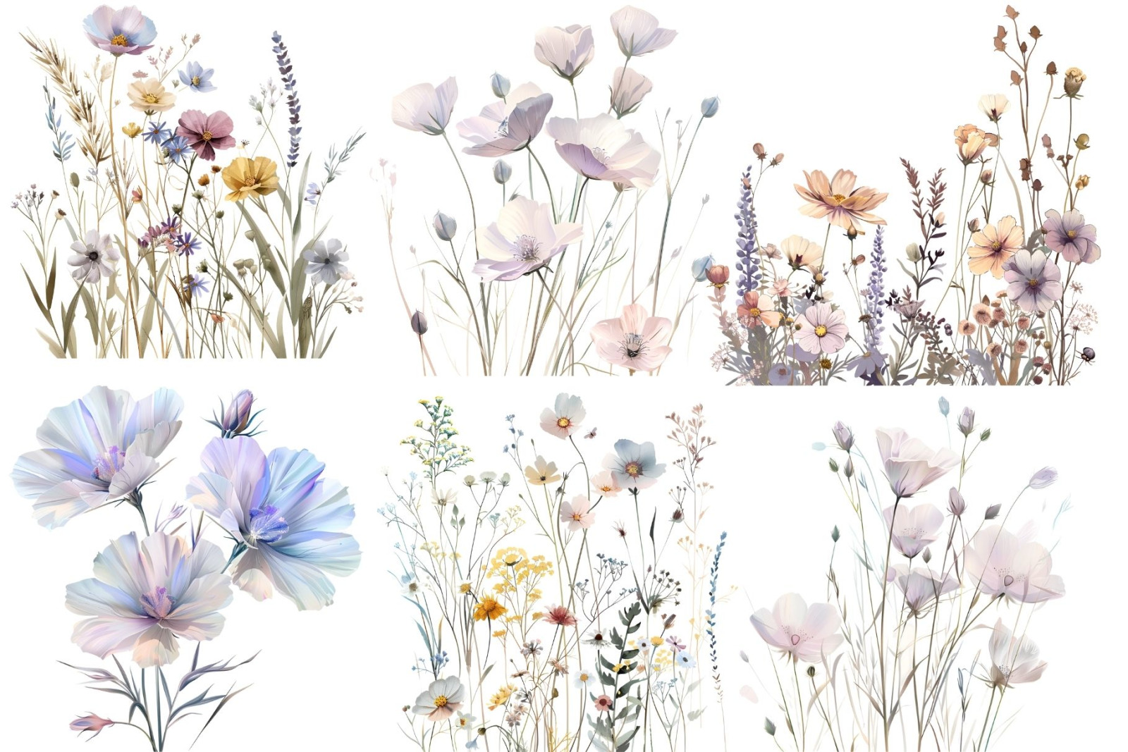 Boho Wildflowers Clipart Boho Wildflowers Clipart