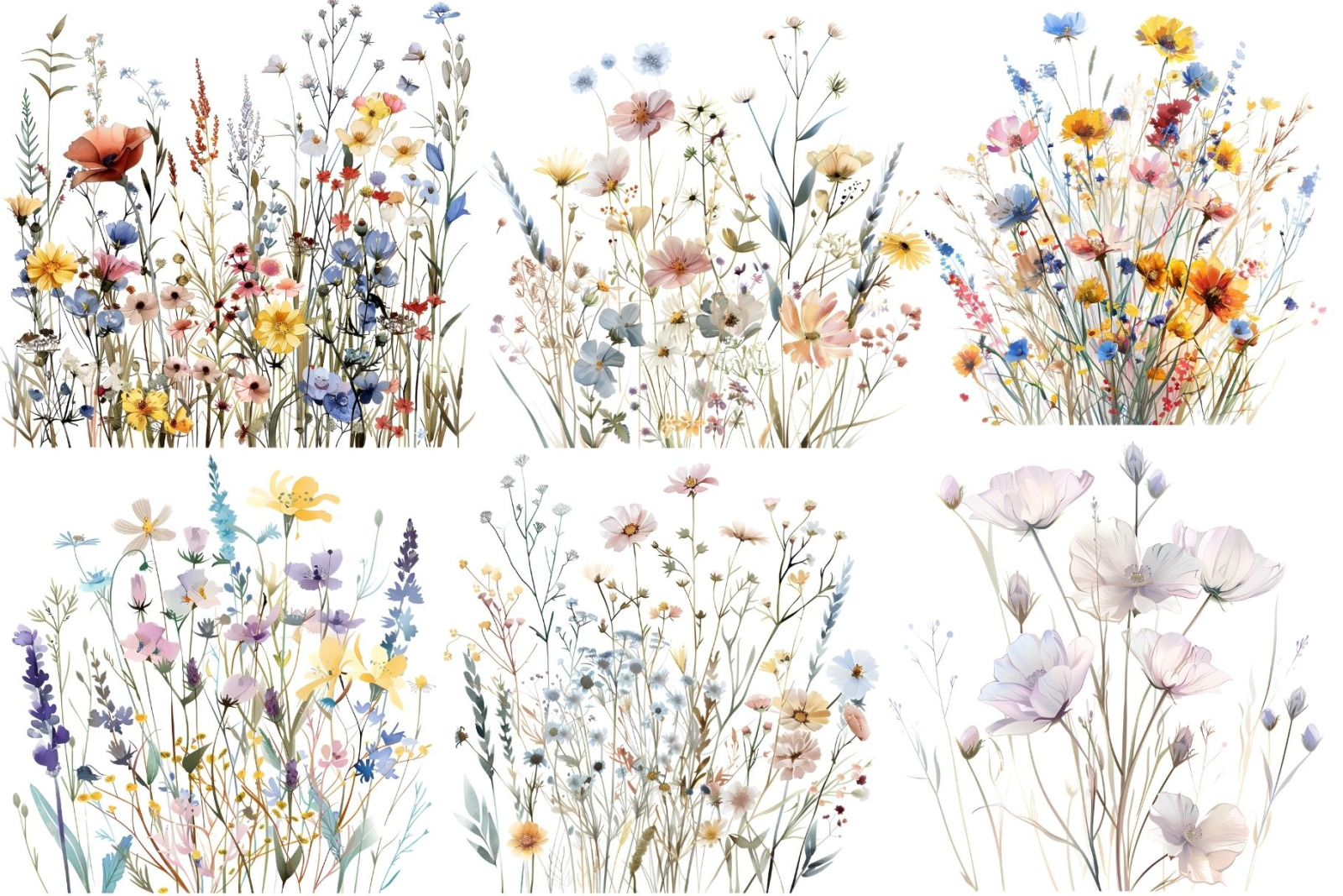 Boho Wildflowers Clipart Boho Wildflowers Clipart