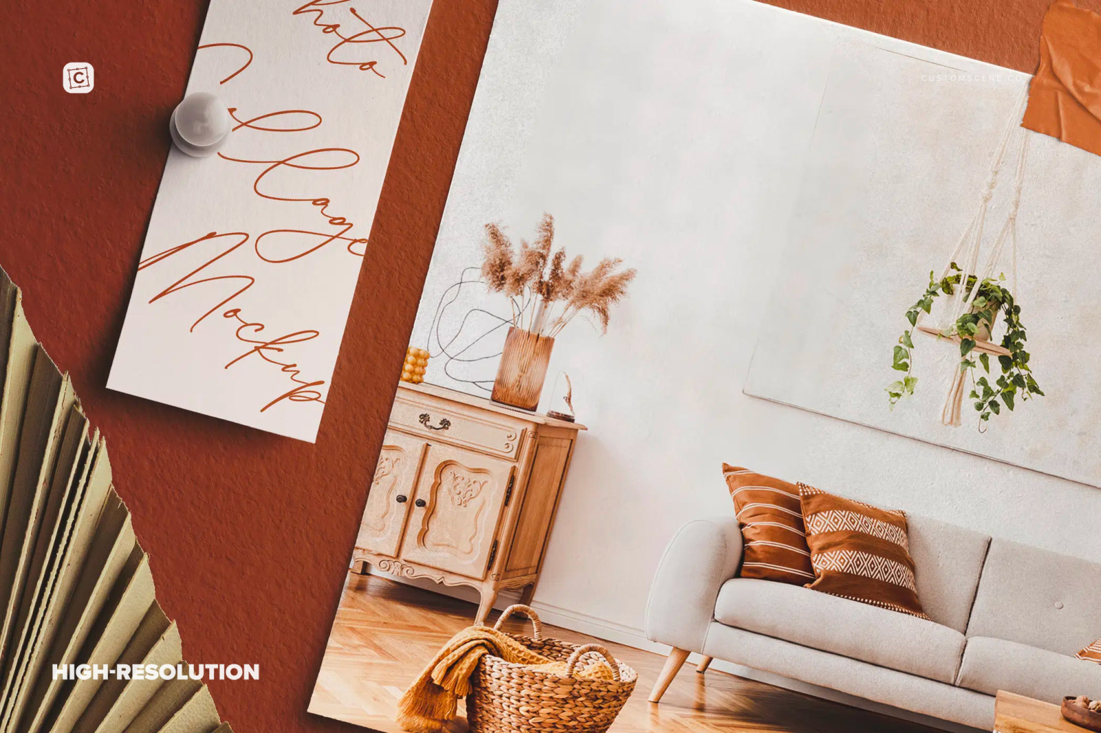 Photo Collage Mockup with Papers Photo Collage Mockup with Papers