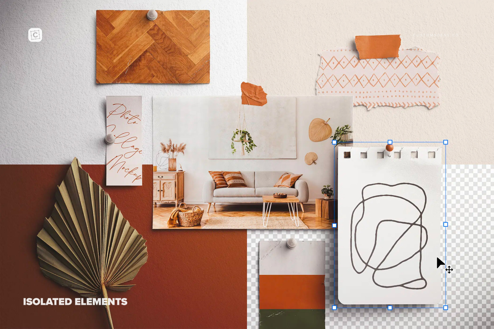 Photo Collage Mockup with Papers Photo Collage Mockup with Papers