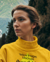 Woman in a Turtleneck Sweatshirt Mockup