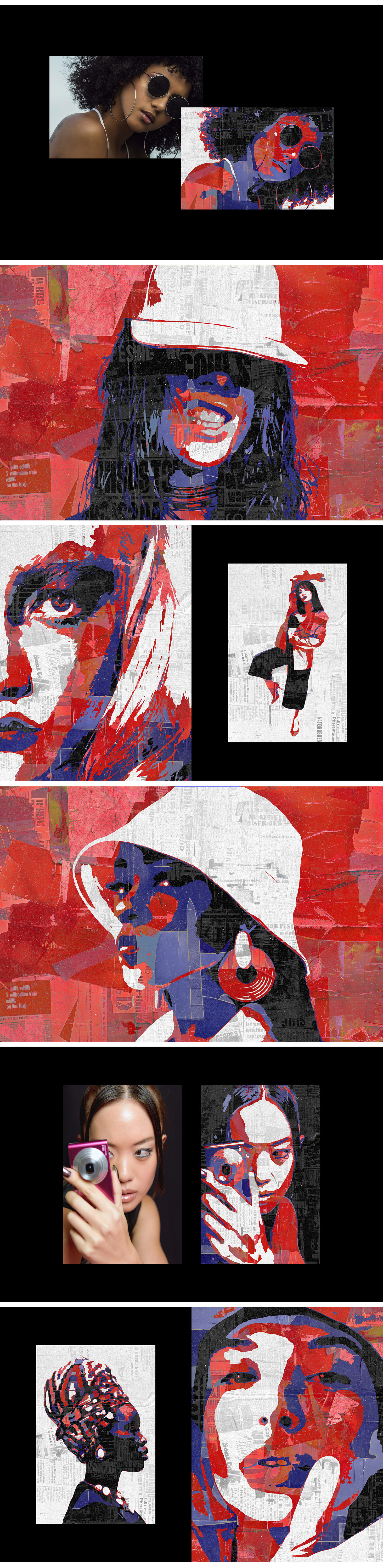 Painted Newspaper Collage Photo Effect Painted Newspaper Collage Photo Effect