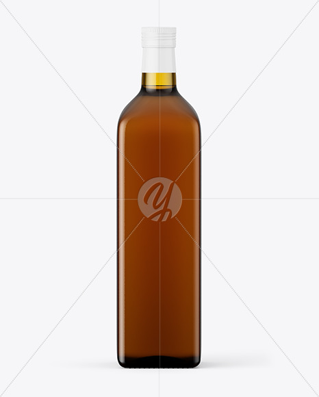 1L Amber Glass Olive Oil Bottle Mockup