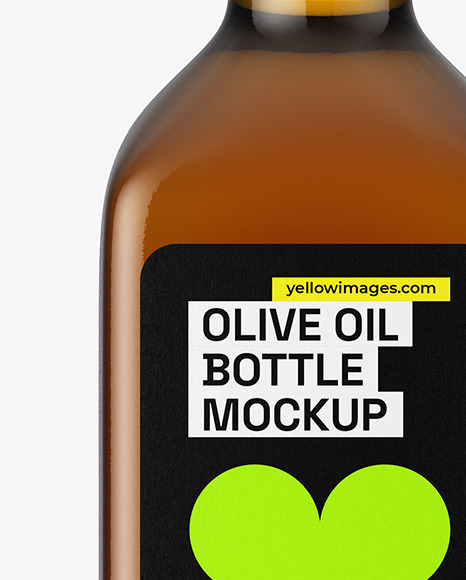 1L Amber Glass Olive Oil Bottle Mockup