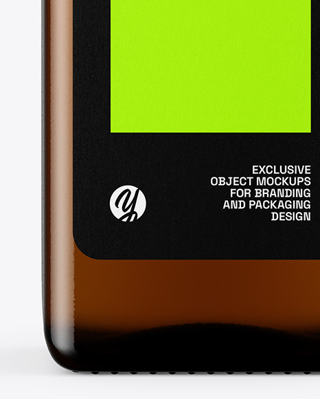 1L Amber Glass Olive Oil Bottle Mockup