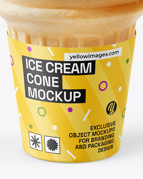 Vanilla Ice Cream Cone Mockup