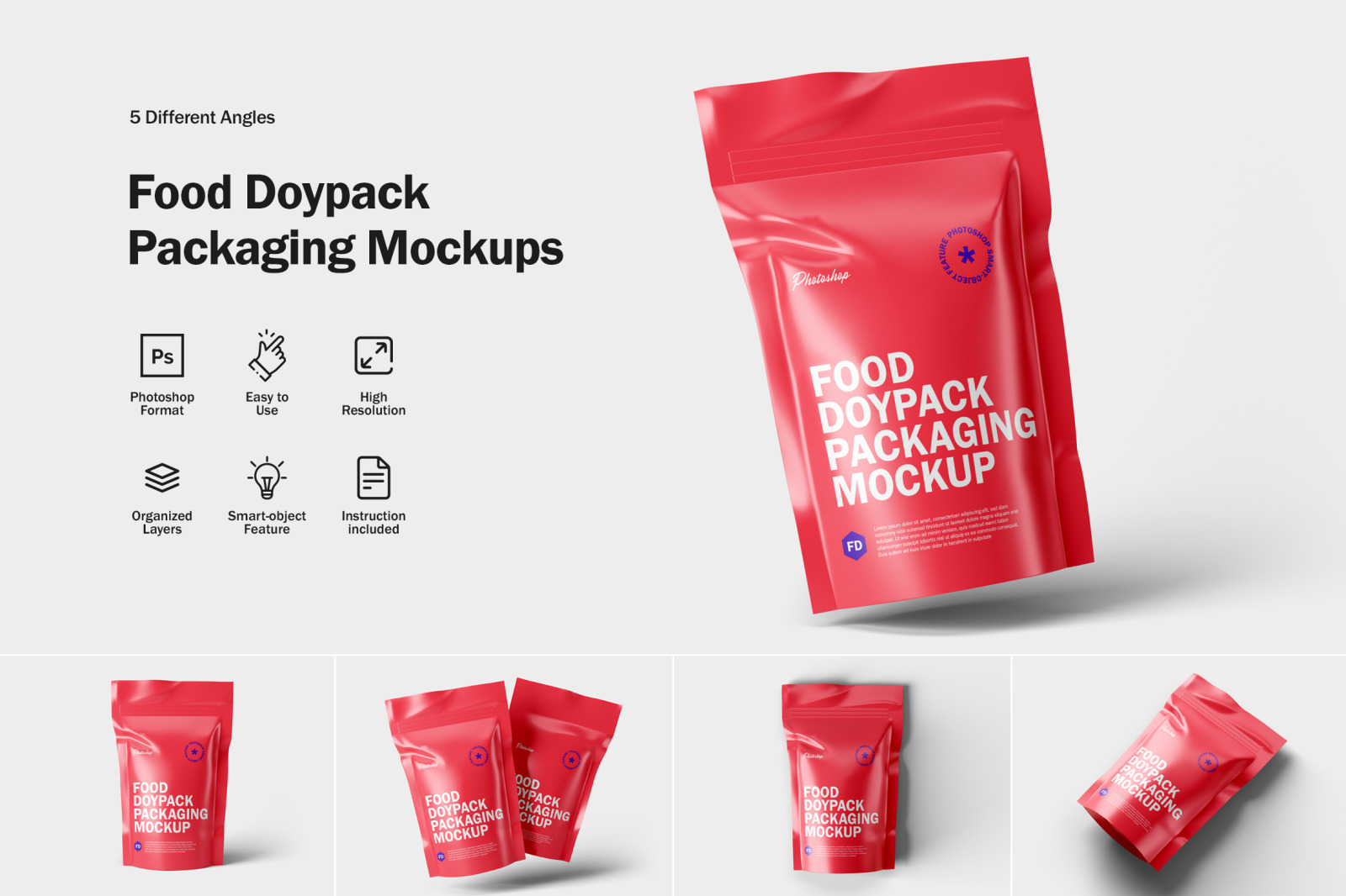 Food Doypack Packaging Mockups