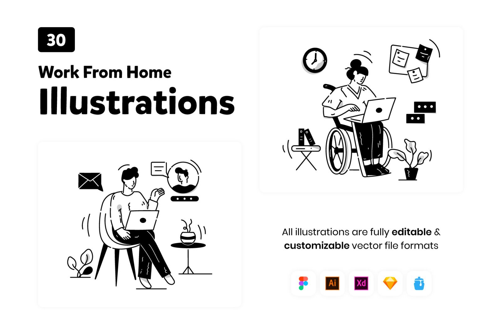 Work From Home Illustrations Work From Home Illustrations