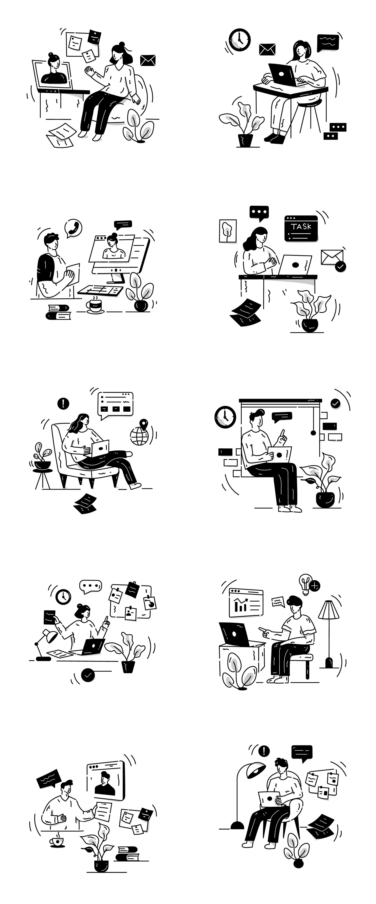Work From Home Illustrations Work From Home Illustrations