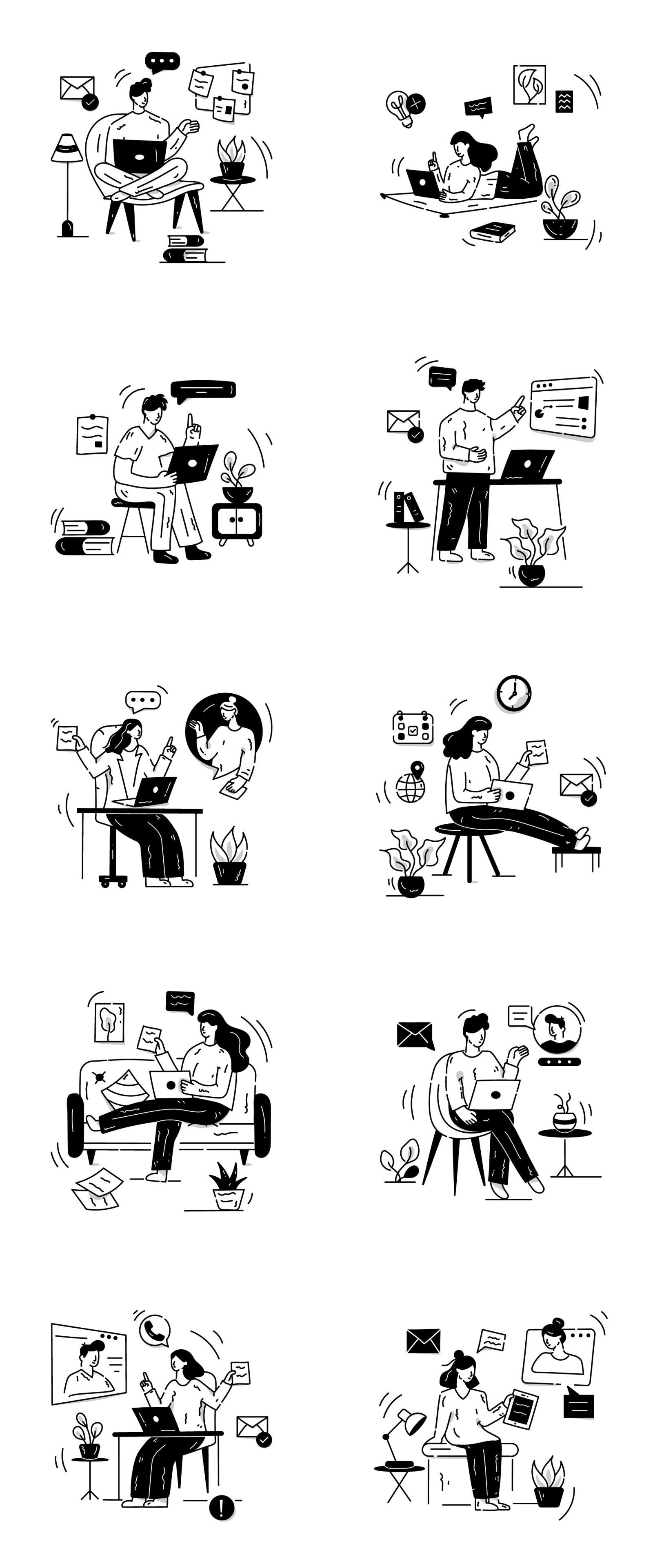 Work From Home Illustrations Work From Home Illustrations