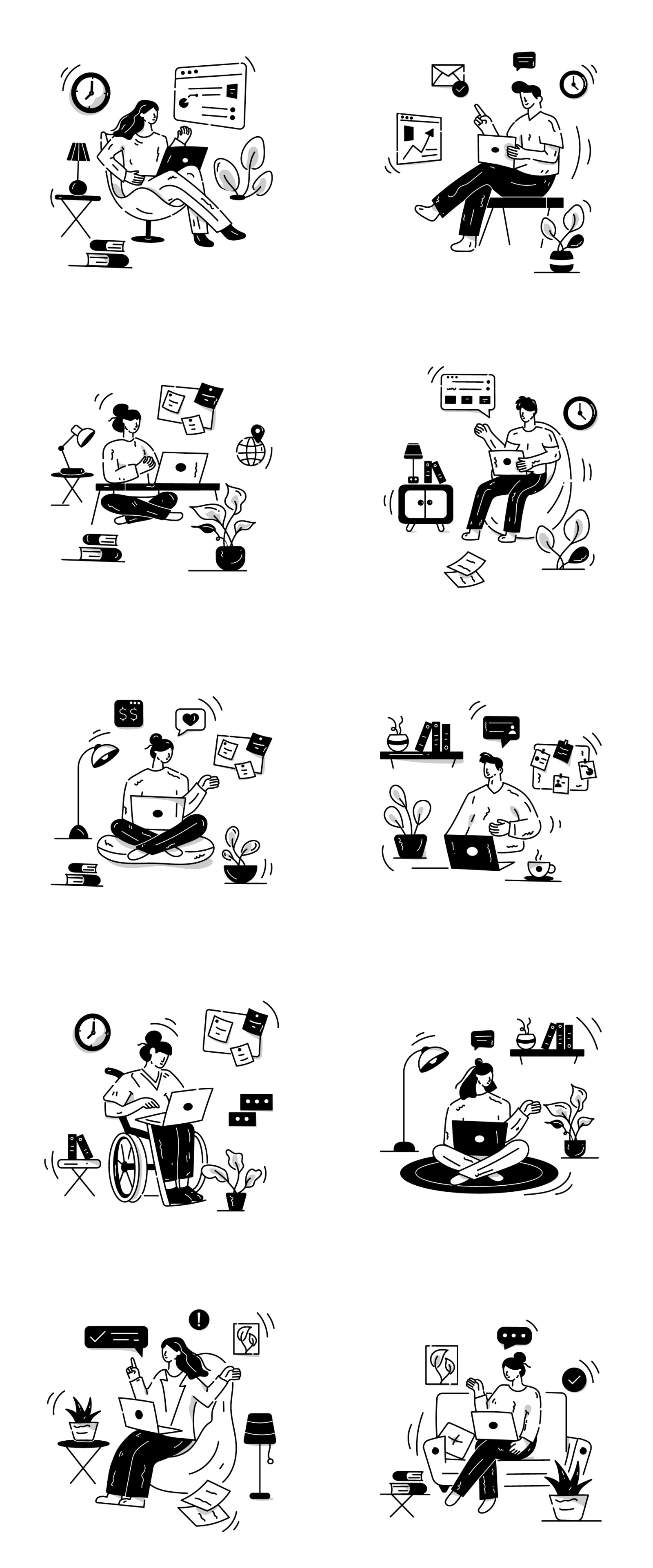 Work From Home Illustrations Work From Home Illustrations