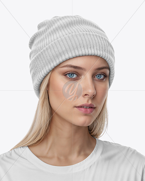 Woman in a Beanie Mockup