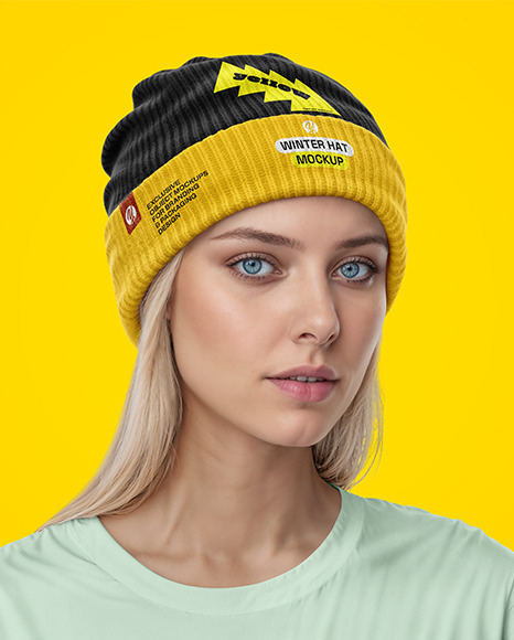 Woman in a Beanie Mockup