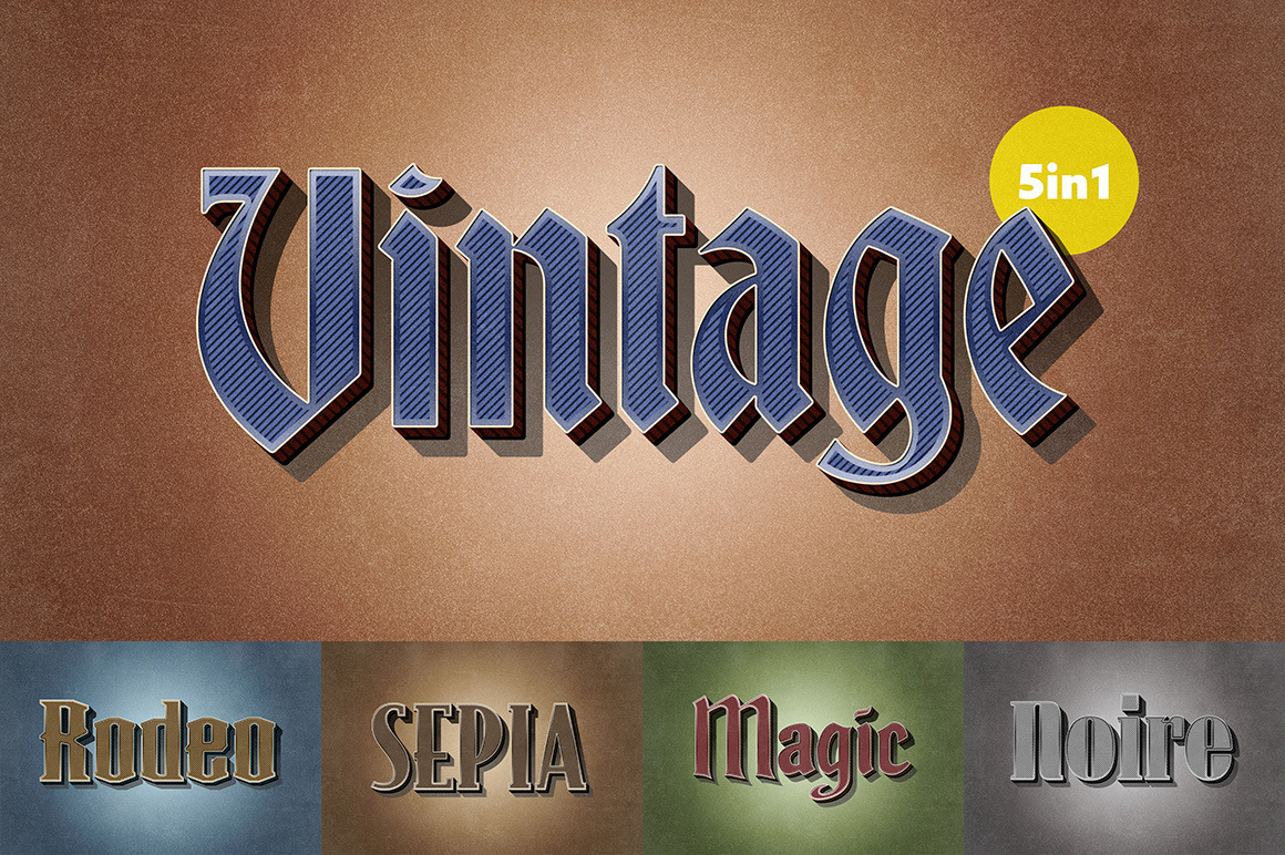 Vintage Ribbed Text Effect Vintage Ribbed Text Effect