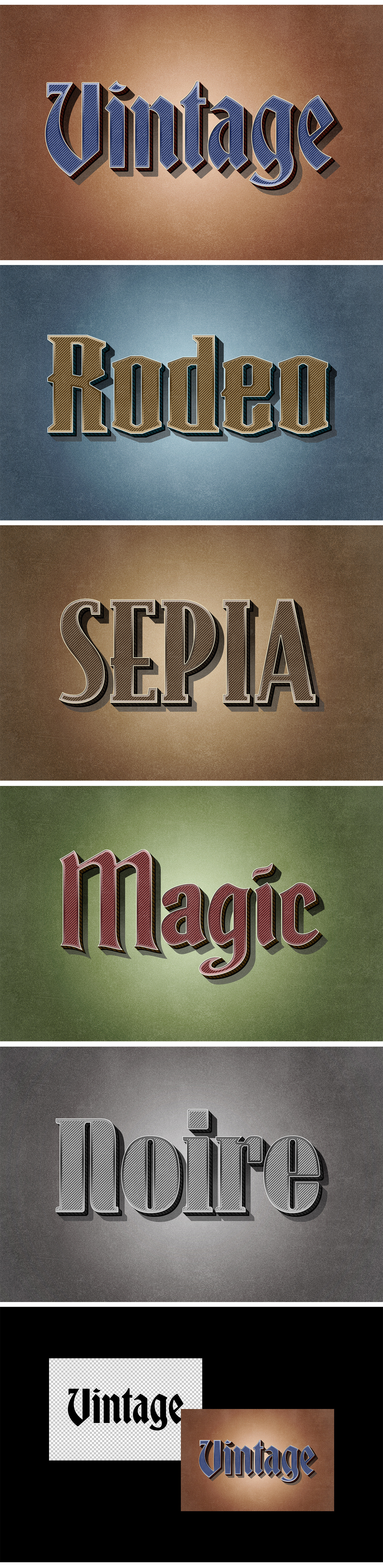 Vintage Ribbed Text Effect