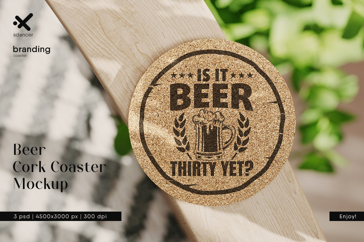 Beer Cork Coaster Mockup Beer Cork Coaster Mockup