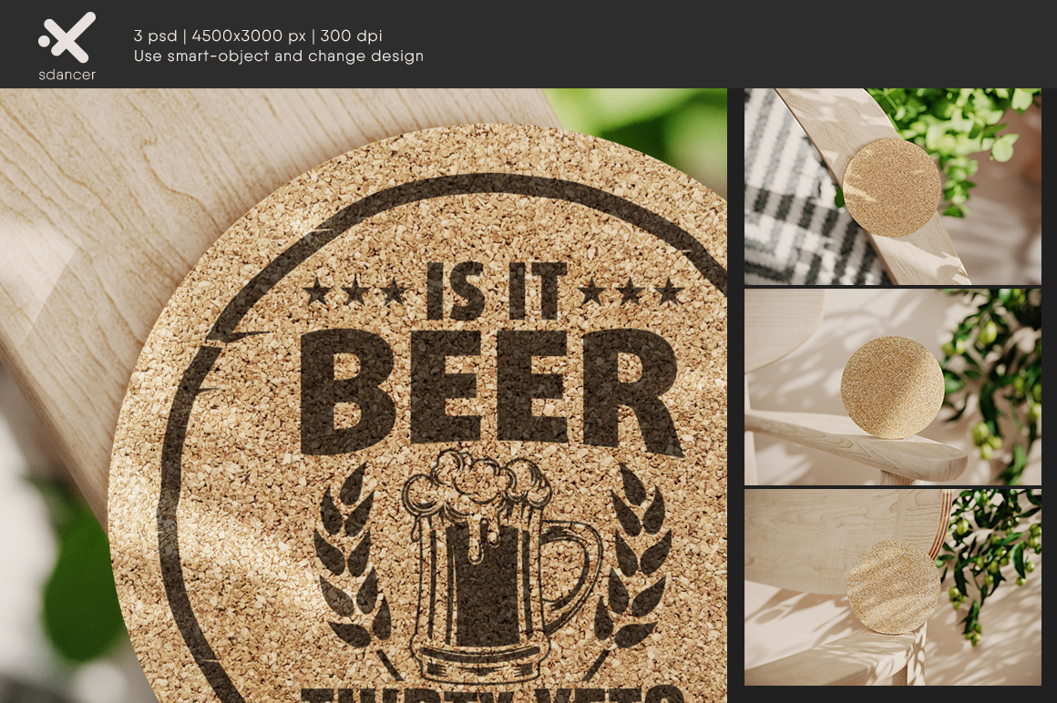 Beer Cork Coaster Mockup