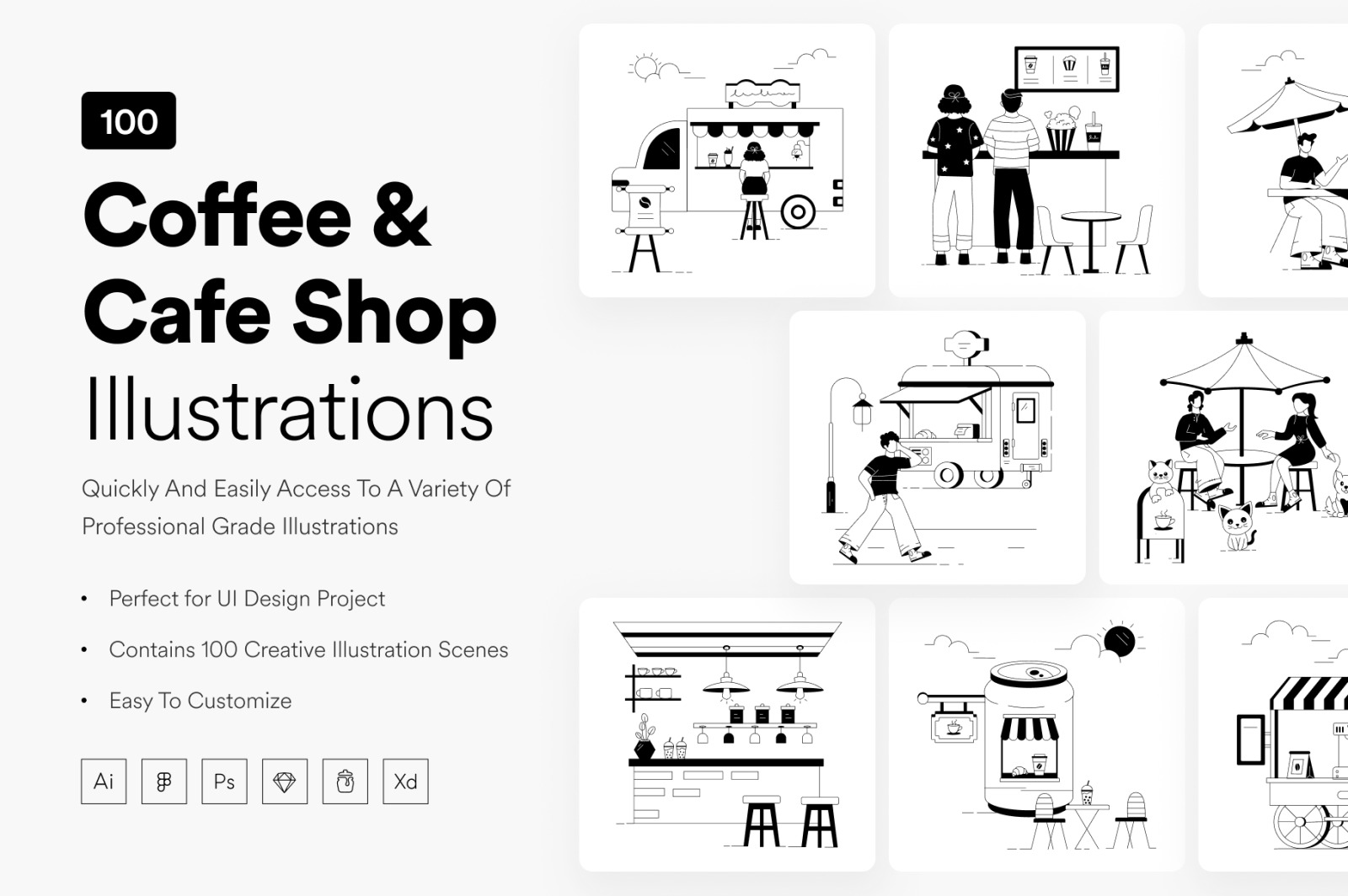 Coffee and Cafe Shop Illustrations Coffee and Cafe Shop Illustrations