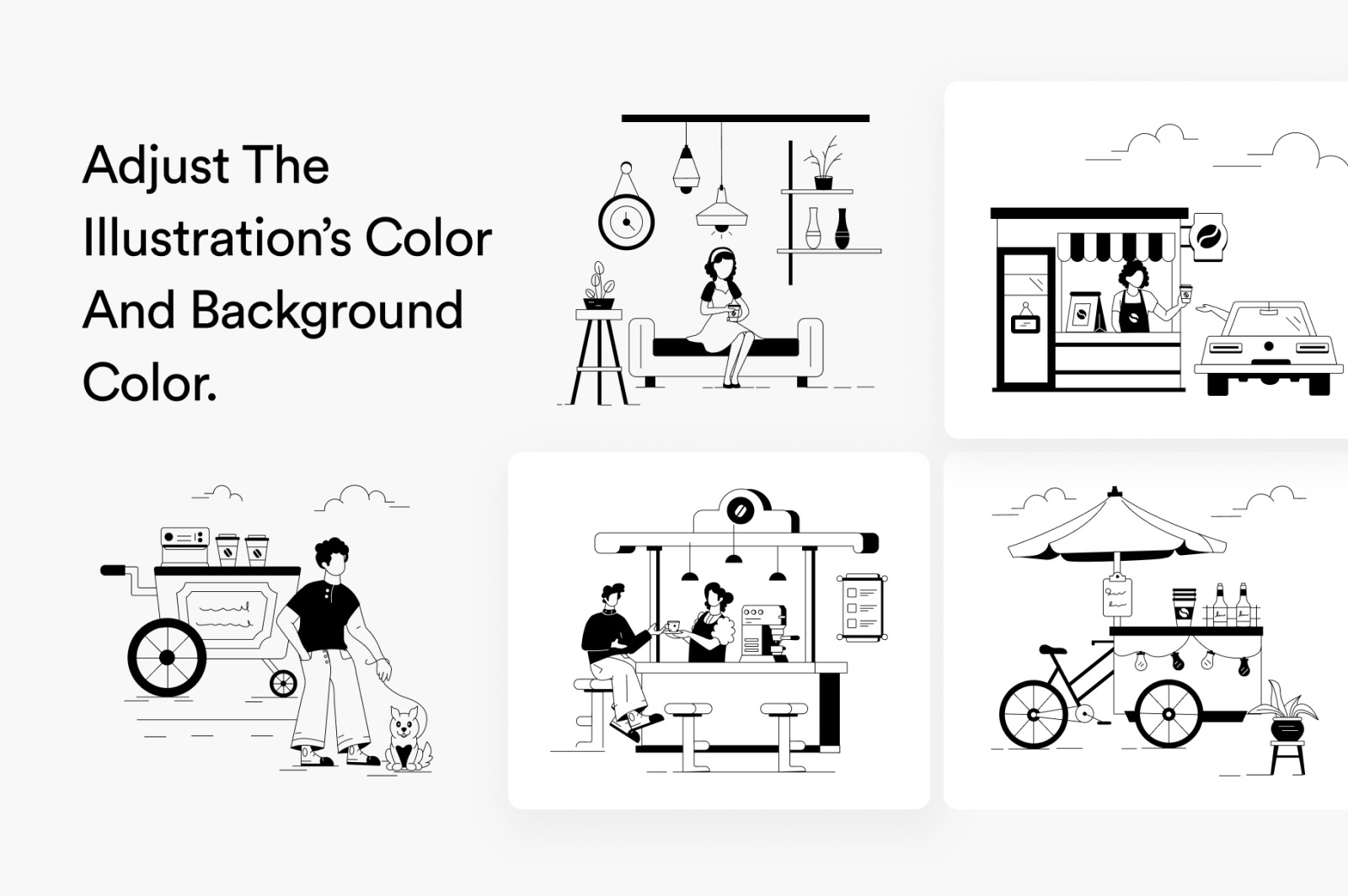 Coffee and Cafe Shop Illustrations Coffee and Cafe Shop Illustrations
