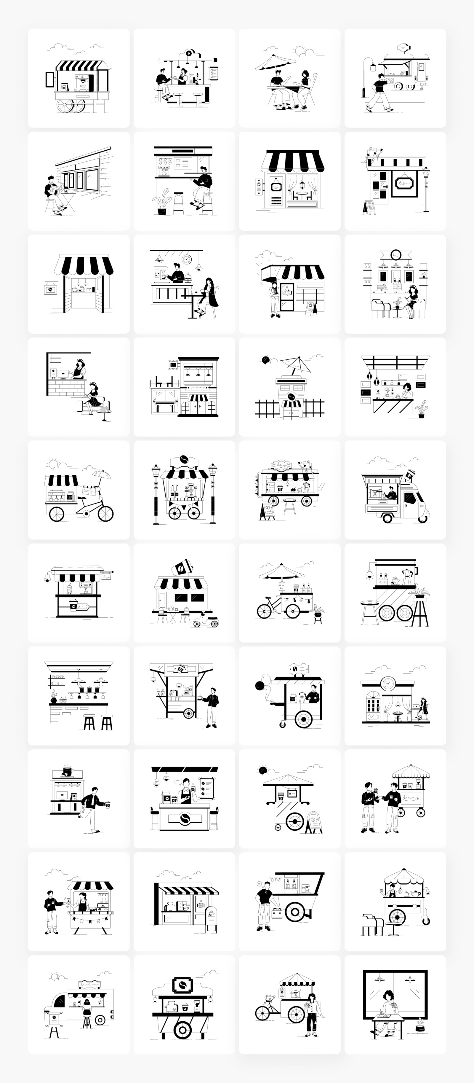 Coffee and Cafe Shop Illustrations Coffee and Cafe Shop Illustrations