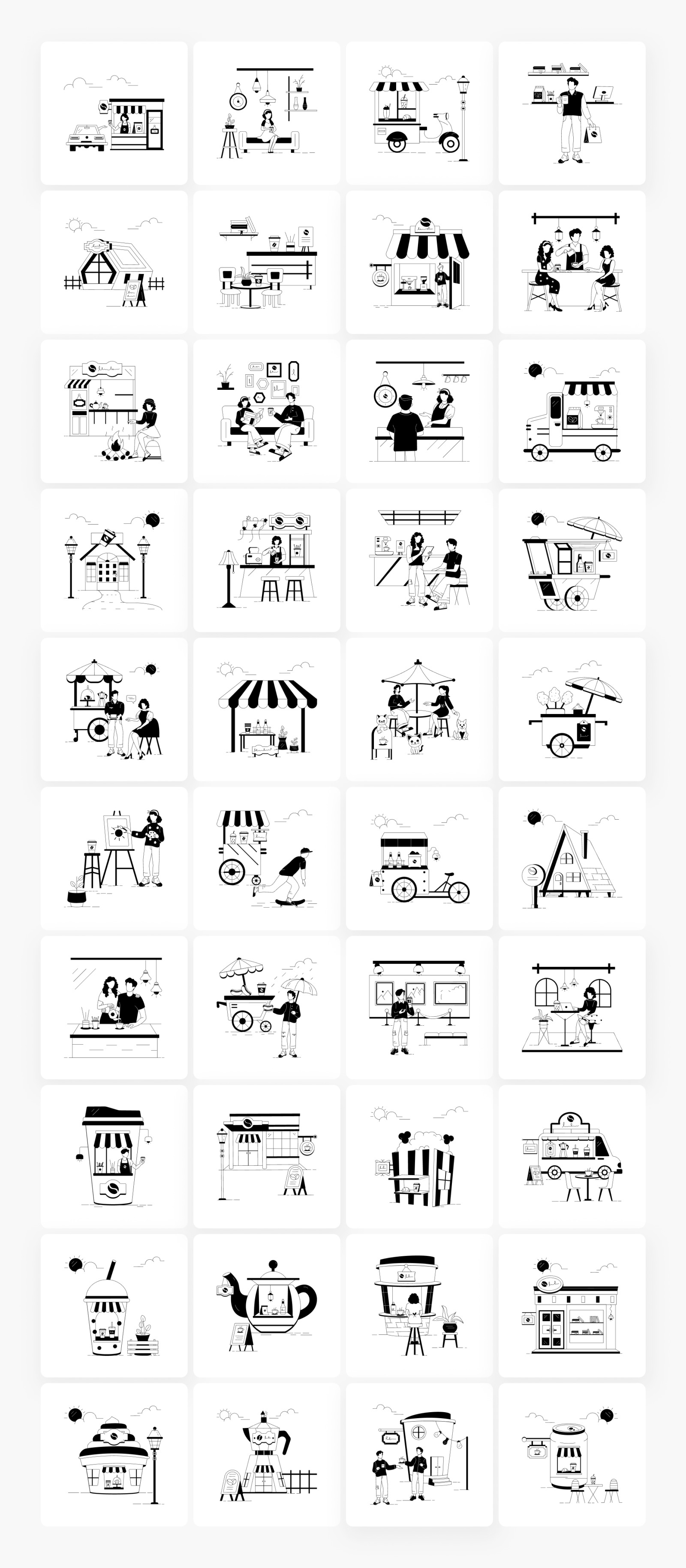Coffee and Cafe Shop Illustrations Coffee and Cafe Shop Illustrations